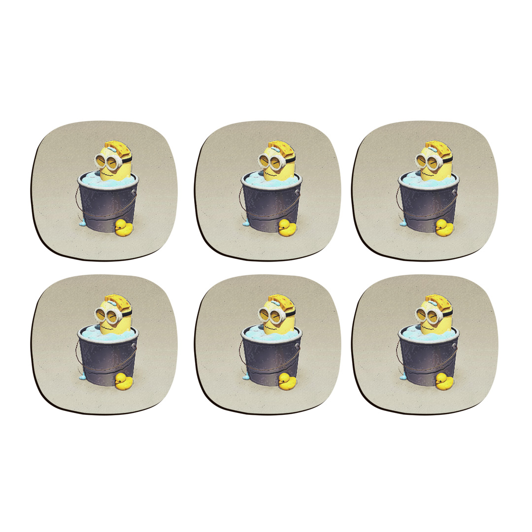 زیر لیوانی ترمه طراحان ایده مدل حمام مینیونی کد cfp086 بسته شش عددی