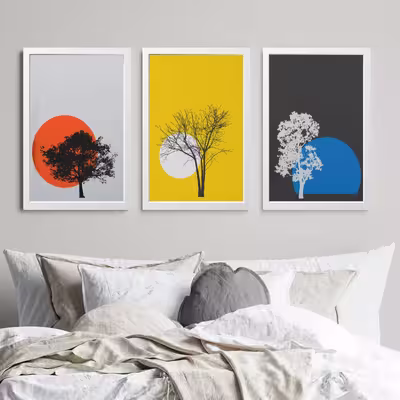 تابلو مدل Sun Seasons کد m2530-w مجموعه 3 عددی