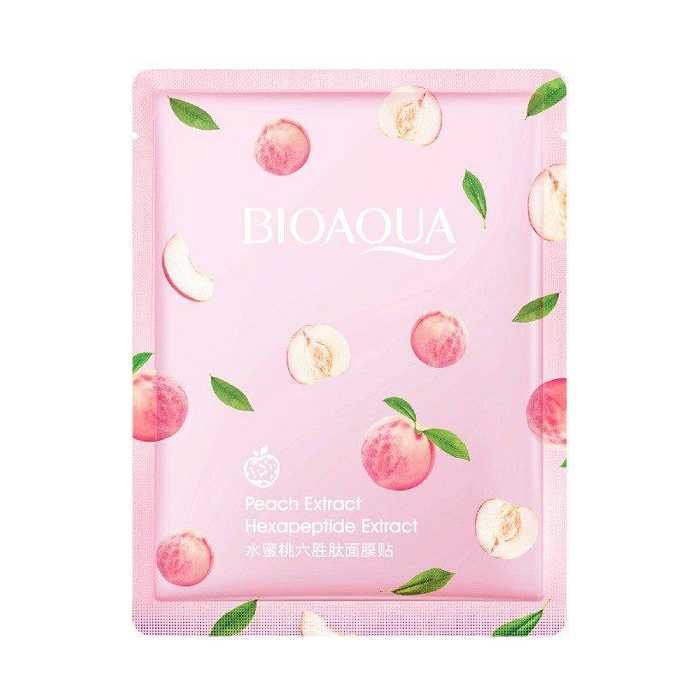 ماسک صورت بایو آکوا مدل هلو وزن 25 گرم بسته 10 عددی