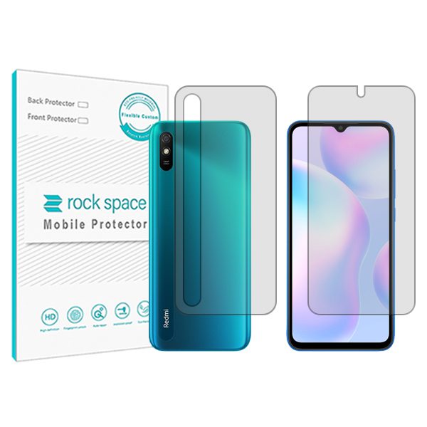 گلس محافظ صفحه نمایش و پشت گوشی شیائومی Redmi 9i مدل نانو هیدروژل شفاف برند راک اسپیس کد SS