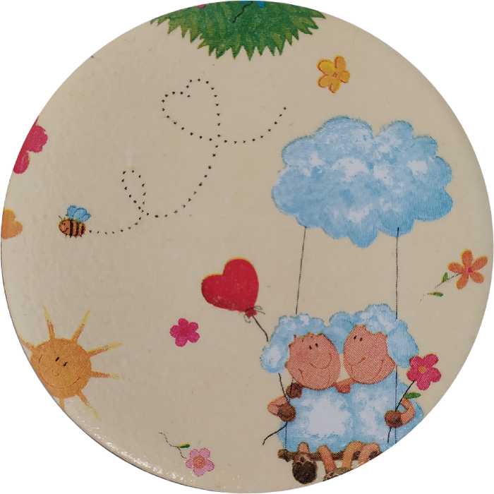 بشقاب دیوارکوب سفالی مدل رویای کودکانه کد 2 مجموعه 3 عددی