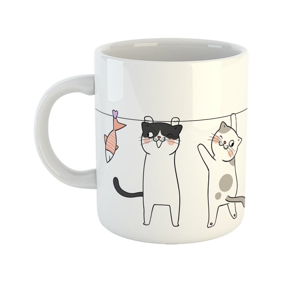 ماگ مدل گربه و ماهی