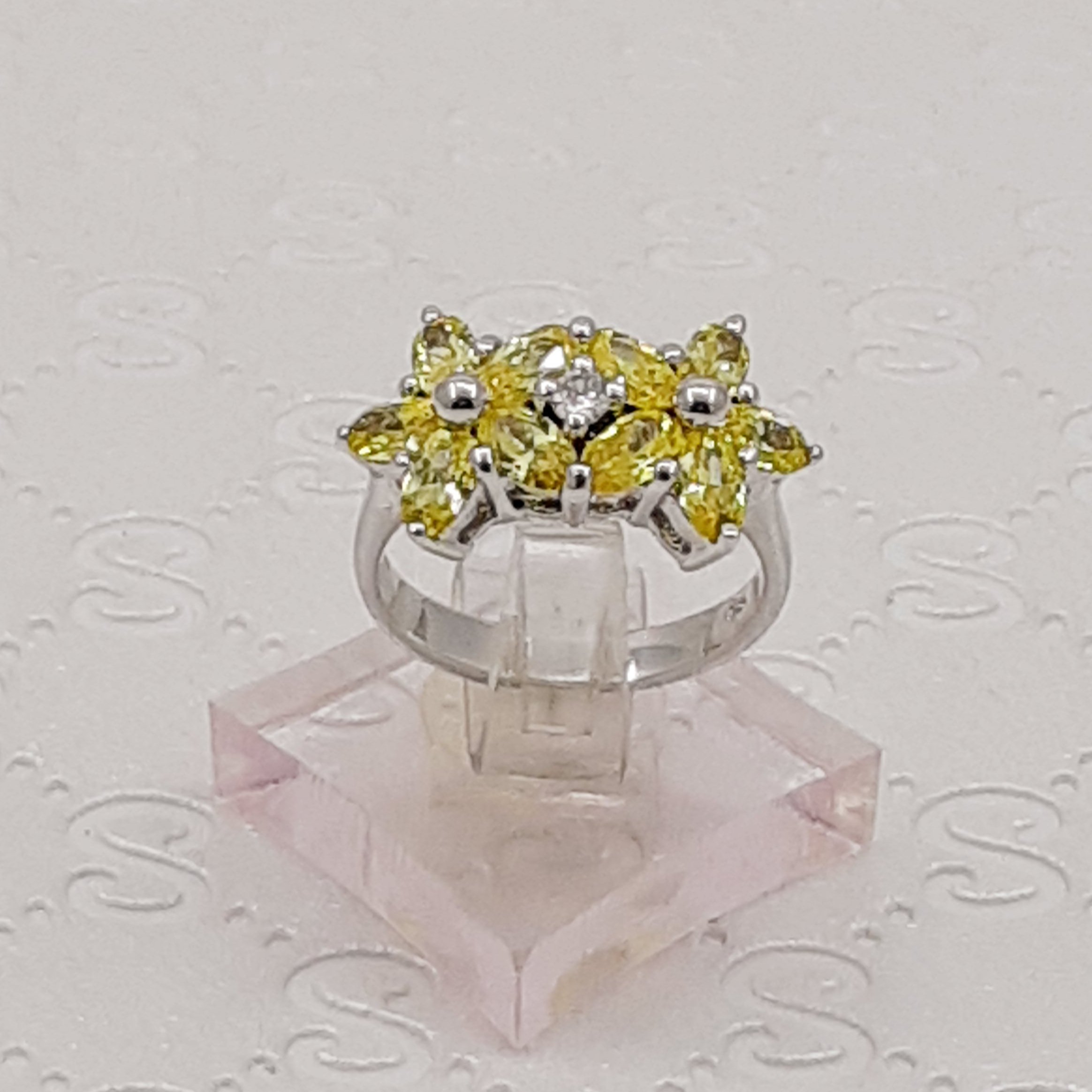 انگشتر نقره زنانه خارجی سنگ سیترین تراش مارکیز