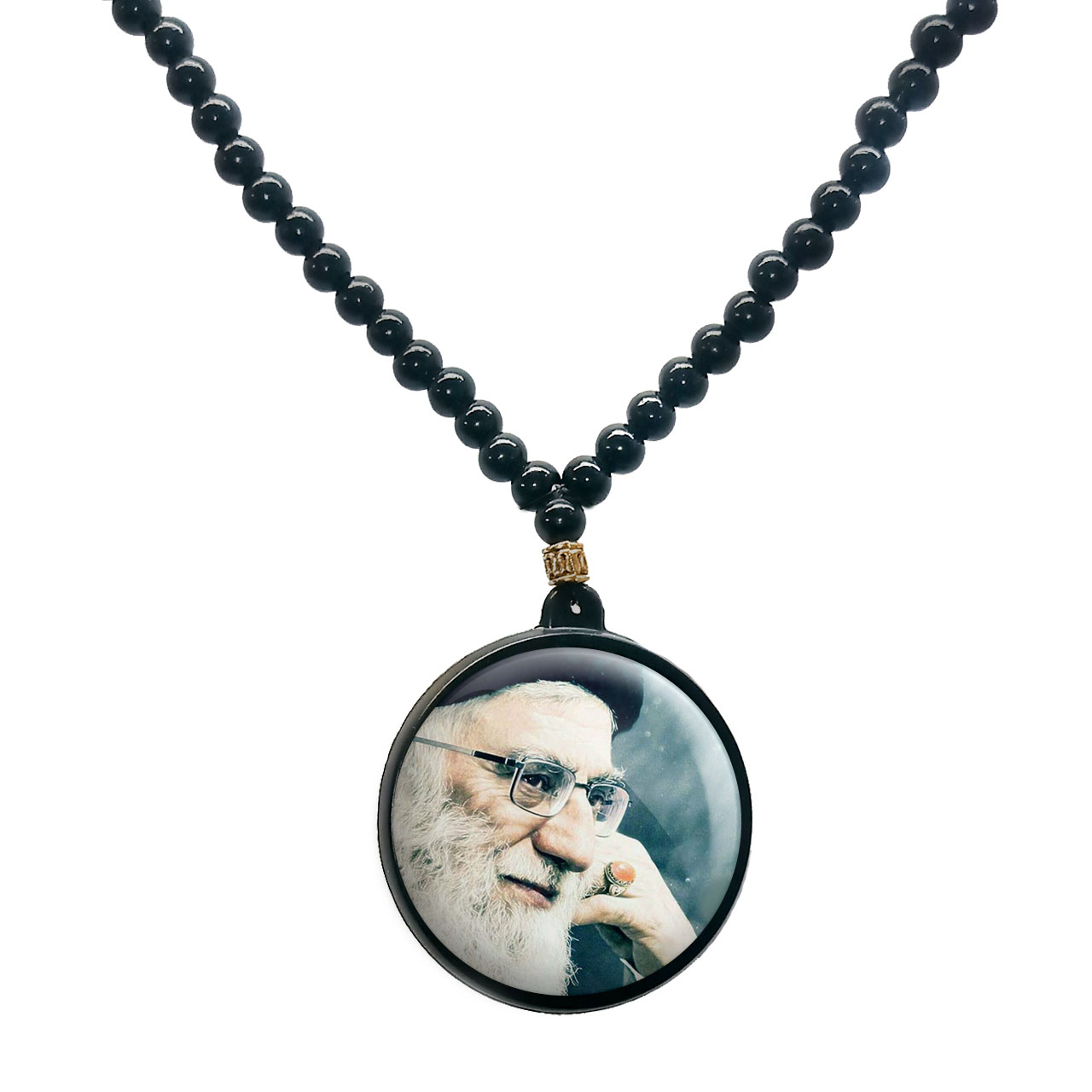 گردنبند پرمانه طرح تصویر آیت الله خامنه ای کد pmd.11710 مدل دو طرفه