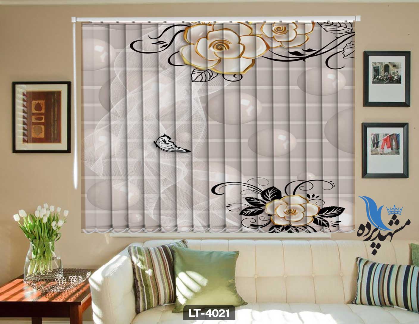 پرده لوردراپه تصویری گل LT4021