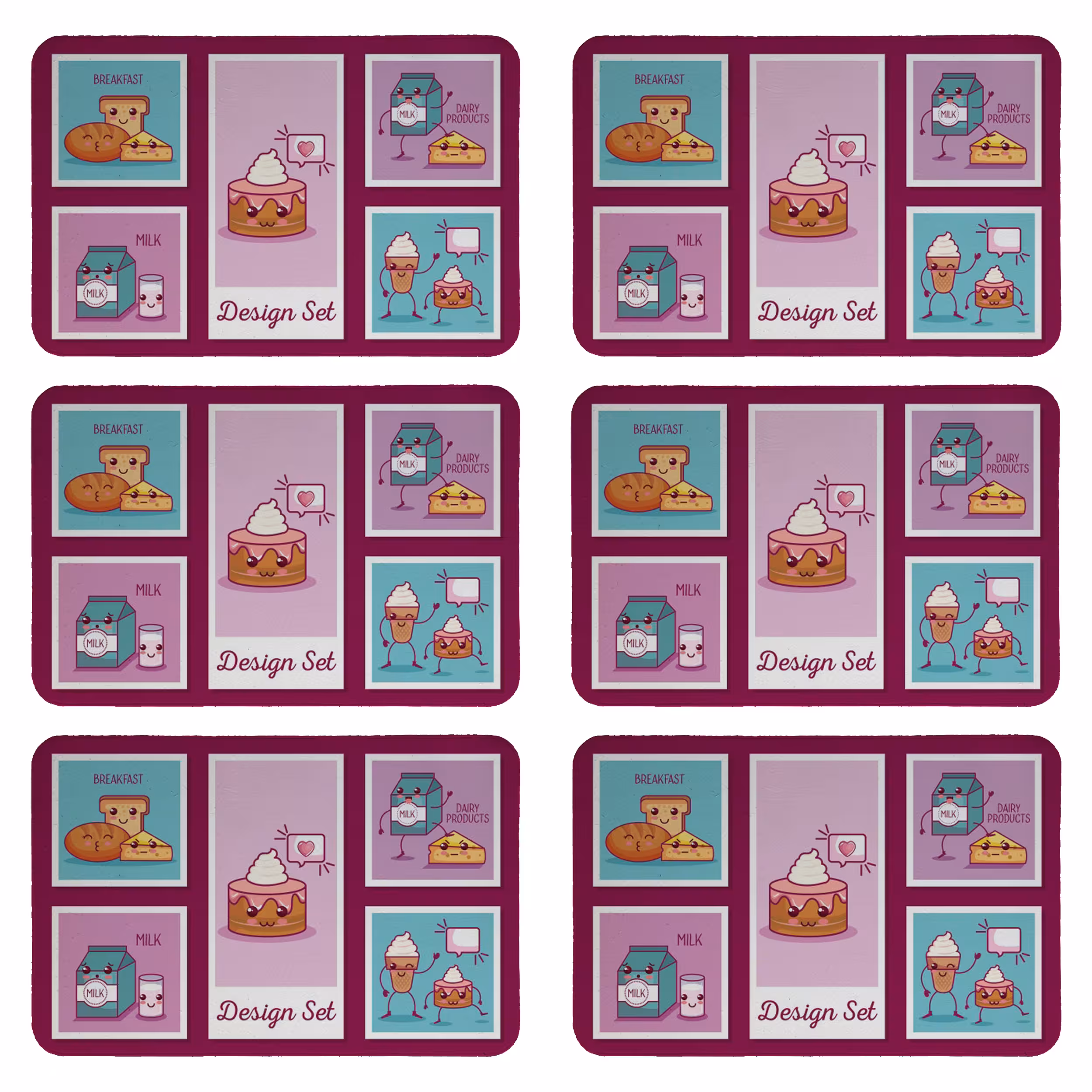 زیربشقابی طرح کیک کد 8245 بسته 6 عددی