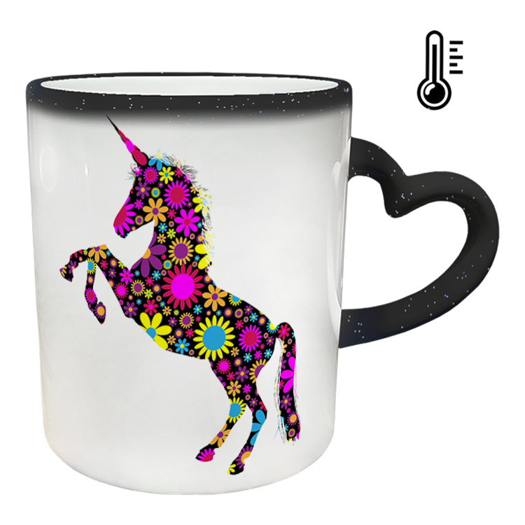 ماگ حرارتی مدل دسته قلبی اکلیلی طرح یونیکورن کد 74