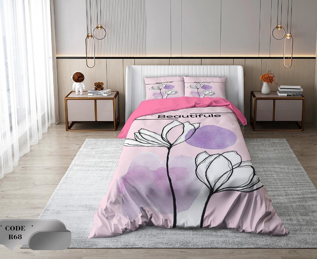 سرویس روتختی 1 نفره 4 تکه ابعاد 1.65 ×2.35 کشدار ضد حساسیت و عرق کد R68 | ست خواب و ست روتختی