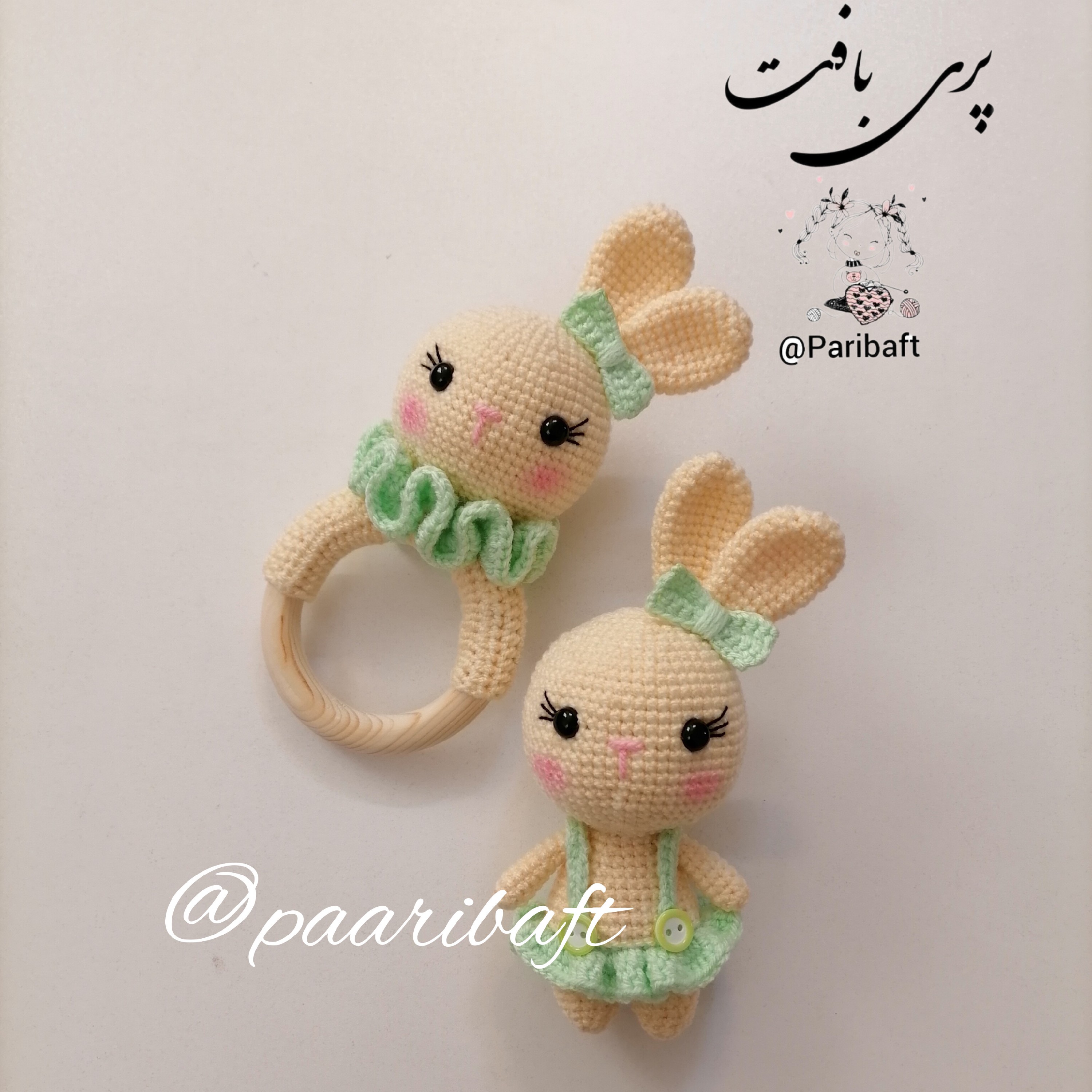 ست سیسمونی بافتنی  عروسک بافتنی خرگوش بونی کوچولو 