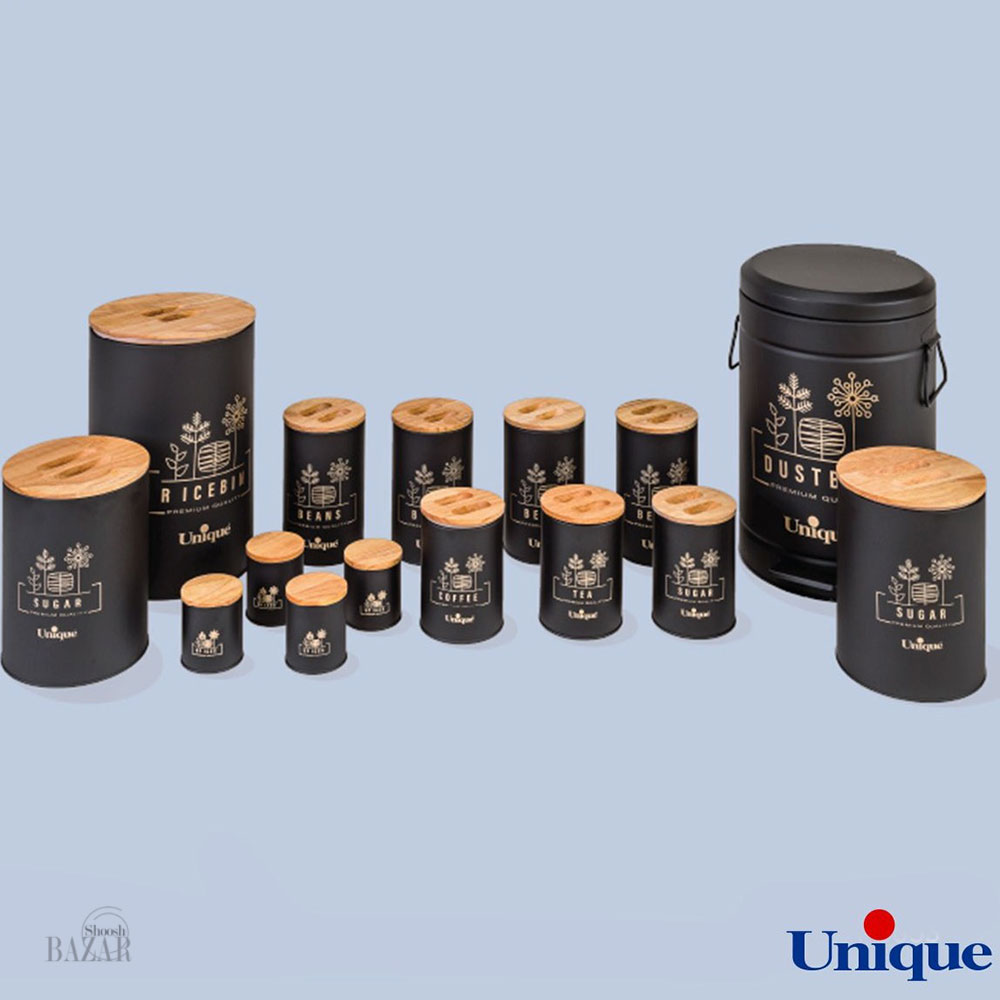 سرویس آشپزخانه 15 پارچه مشکی گلدار یونیک کد 8053