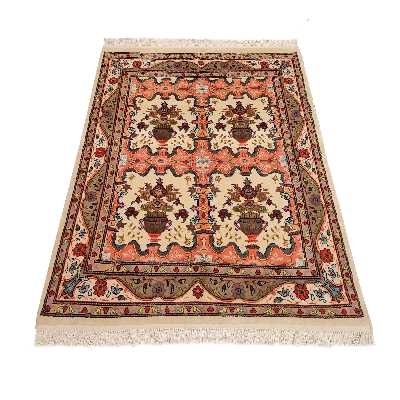 فرش دستباف یک و نیم متری طرح گلدانی مدل AA110