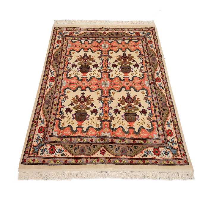 فرش دستباف یک و نیم متری طرح گلدانی مدل AA110