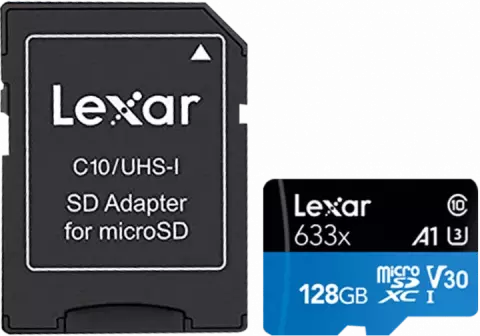 مموری کارت 128 گیگابایت Lexar مدل High Performance 633X همراه با آداپتور