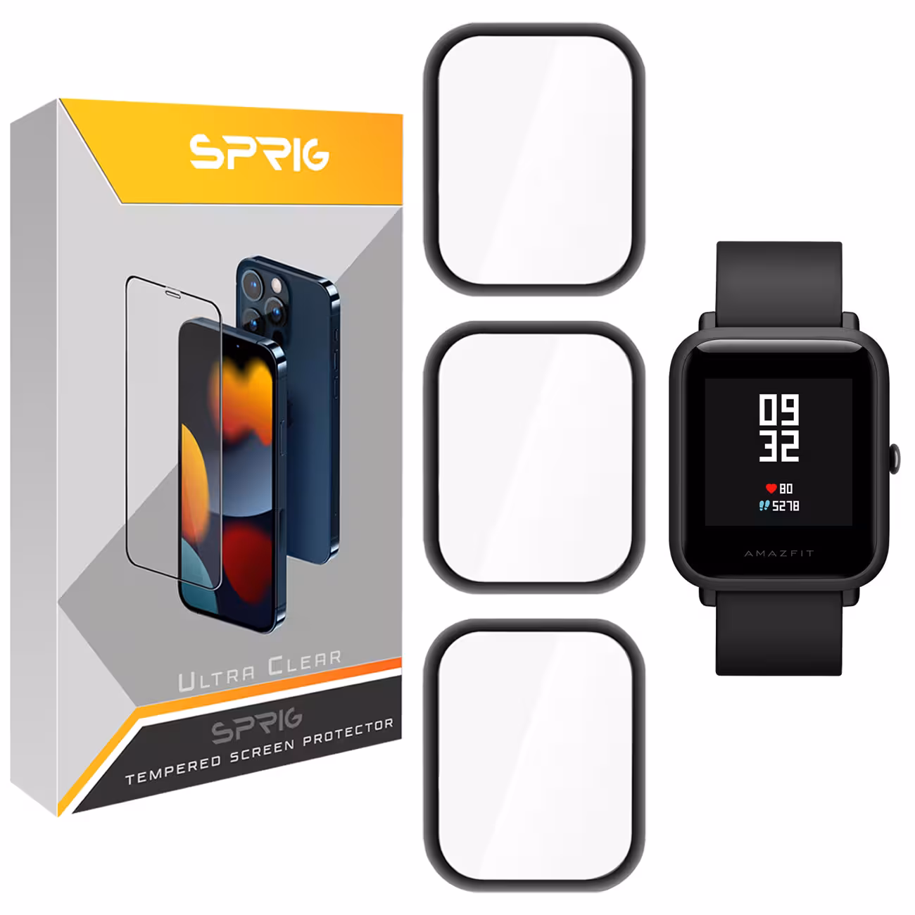 محافظ صفحه نمایش نانو اسپریگ مدل SPG مناسب برای ساعت هوشمند امیزفیت Bip S بسته سه عددی