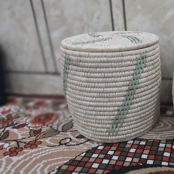 استوانه جابرنجی و جاحبوباتی حصیری طرحدار با ظرفیت 8 تا 10 کیلو 