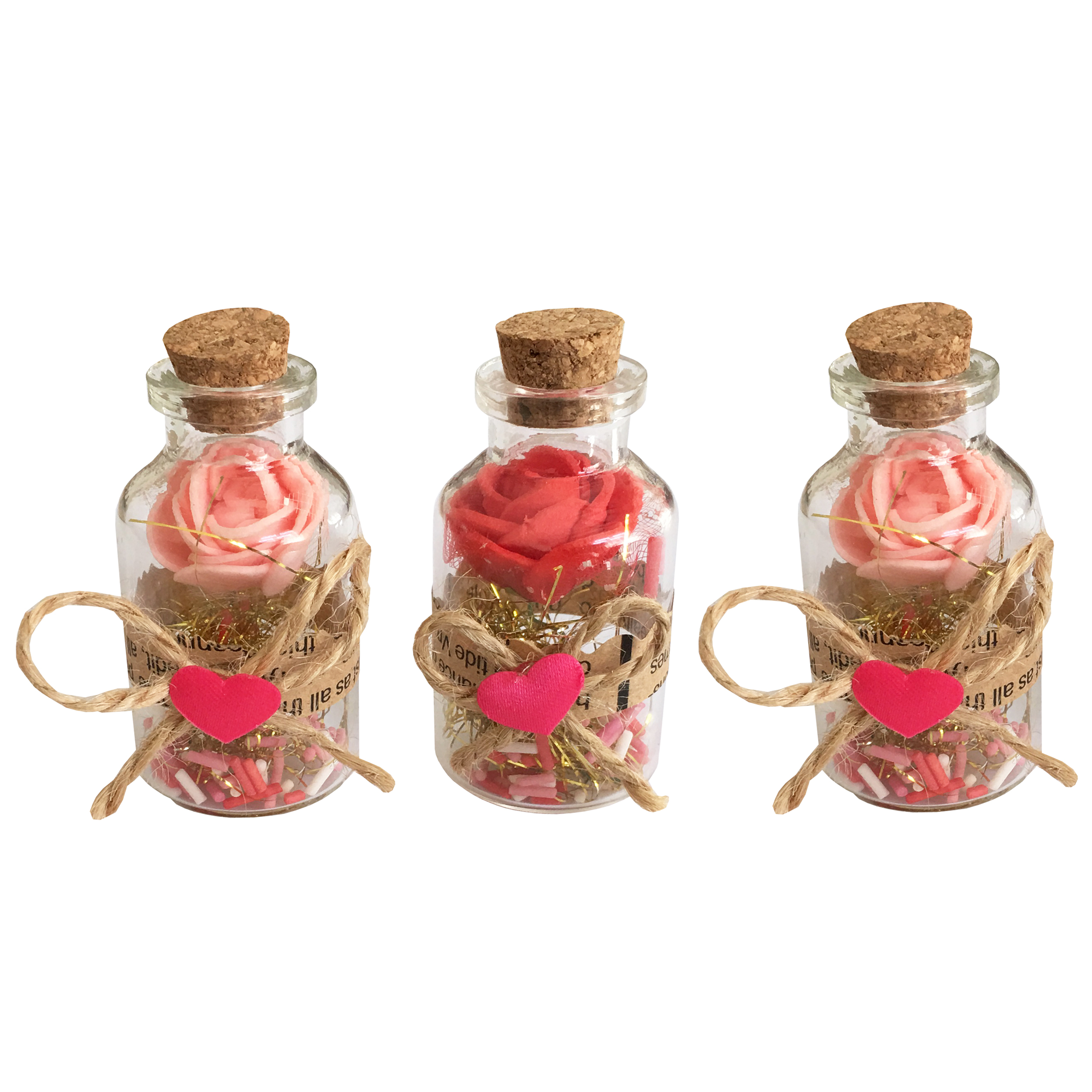 بطری دکوری طرح بطری عشق کد 01 مجموعه 3 عددی