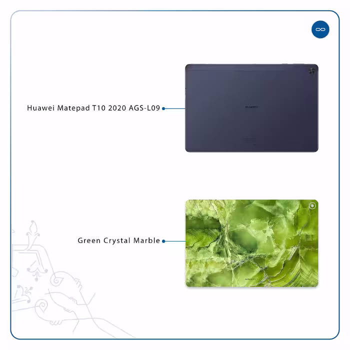 برچسب پوششی ماهوت مدل Green Crystal Marble مناسب برای تبلت هوآوی Matepad T10 2020 AGS-L09