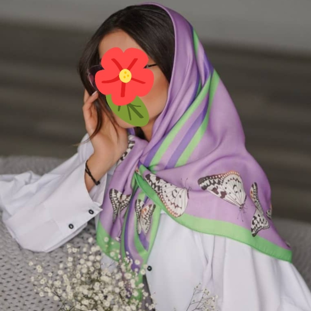 روسری نخ ابریشم عرض 100 سایز مدیوم دور دوخته شده