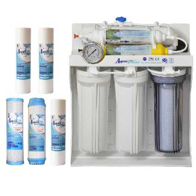 دستگاه تصفیه کننده آب آکوا پیورست مدل AQA- 605 به همراه فیلتر تصفیه آب مجموعه 5 عددی