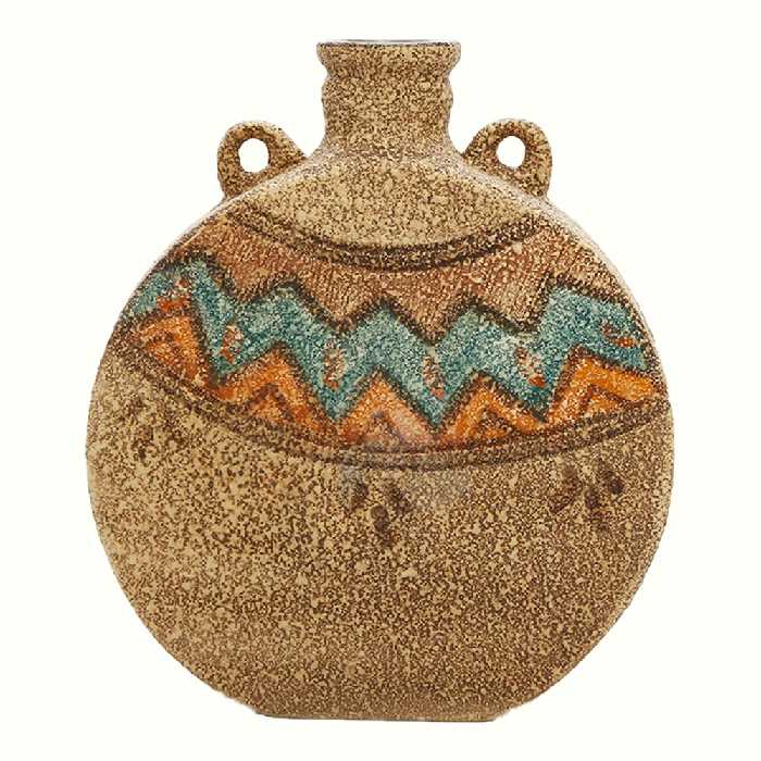 گلدان سفالی مدل قمقمه سلجوقی طرح سیلک کد SI-003