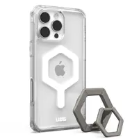 ارسال فوری  ارسال رایگان   ضمانت اصالت کالا   قاب آیفون 16 پرو مکس UAG Plyo MagSafe Ice White Case   Titanium Ring Stand