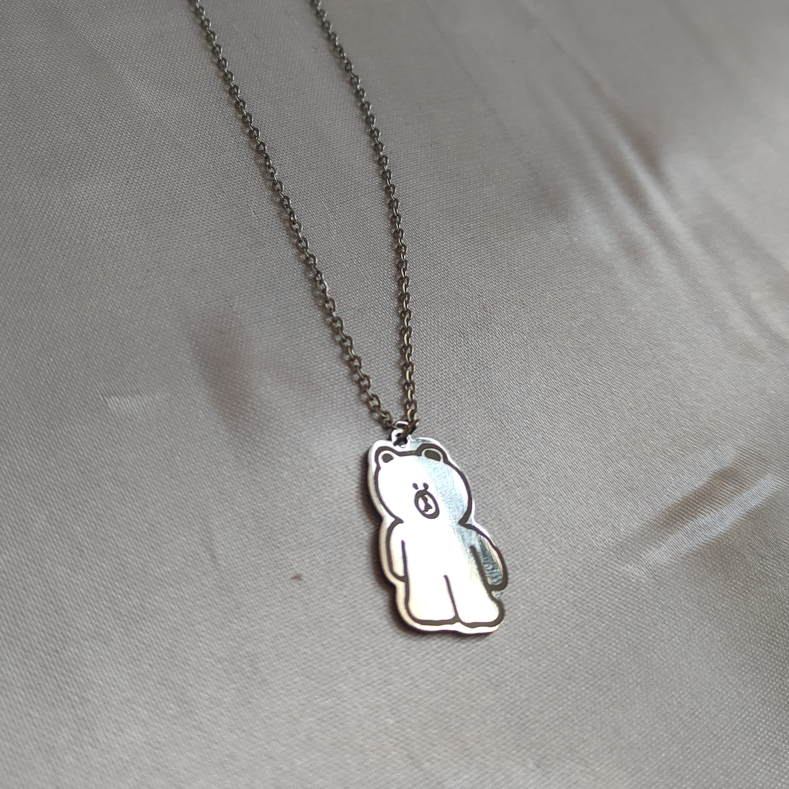 گردنبند بانی خرسه استیل ورنگثابت با طول زنجیر دلخواه شما