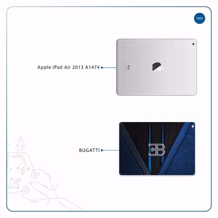 برچسب پوششی ماهوت مدل BUGATTI مناسب برای تبلت اپل iPad Air 2013 A1474