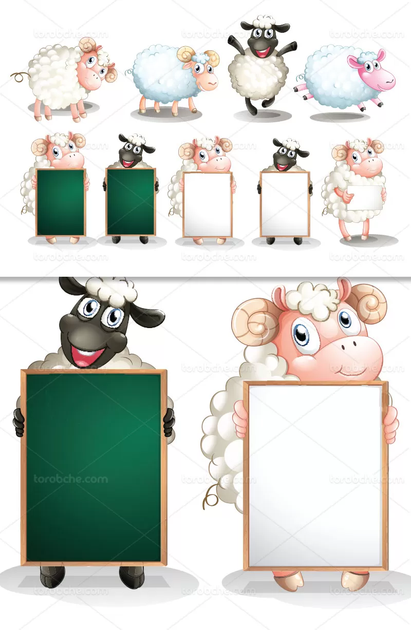 وکتور کاراکتر گوسفند کارتونی | گرافیک با طعم تربچه