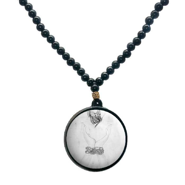 گردنبند پرمانه طرح دخترونه کد pmd.4411 مدل دو طرفه