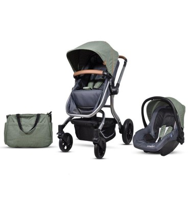ست 3 تکه کالسکه کریر بی بی فور لایف مدل گویی رنگ سبز Baby4life