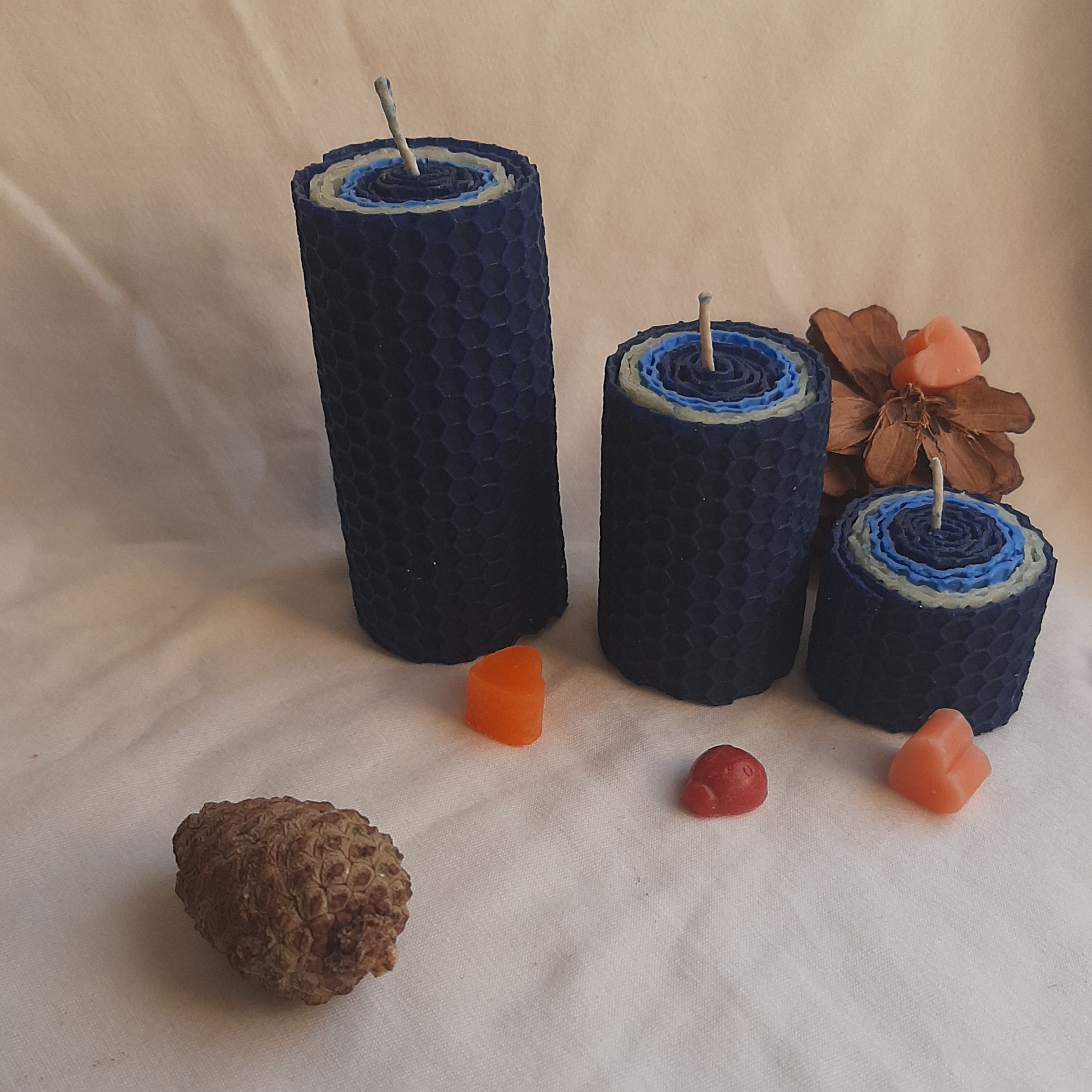 شمع بیزوکس چشم و نظر 3 تایی ارتفاع 9،6،3 قطر4