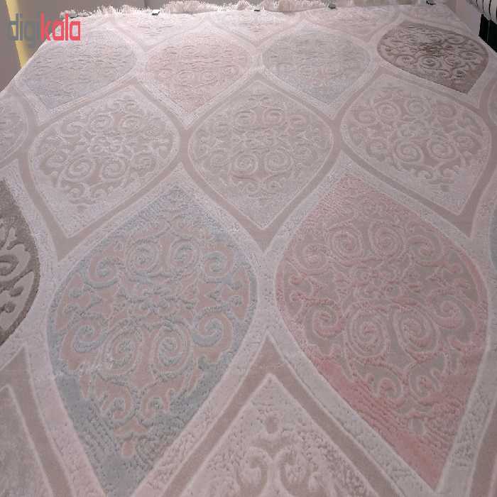 فرش ماشینی زمرد مشهد طرح HA14 زمینه کرم قهوه ای