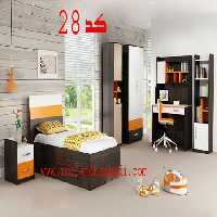سرویس خواب جوان و نوجوان کد 28 شامل تخت/کمد/پاتختی/دکور/میز تحریر/کتابخانه