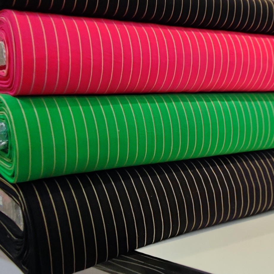 پارچه نخی اسپان راه راه 3 رنگی مخصوص مانتو شومیز شلوار