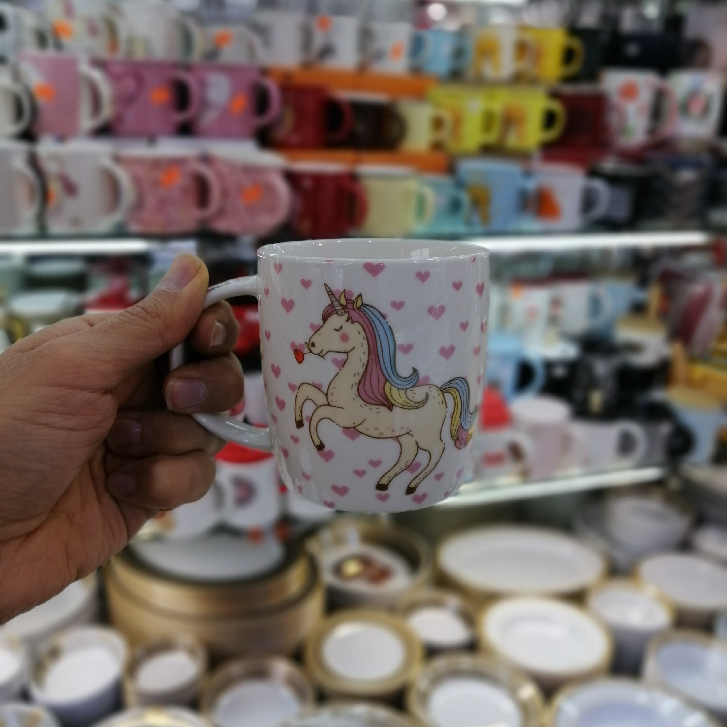 ماگ سرامیکی تک شاخ دسته دار سفید قلب درجه 1 خارجی