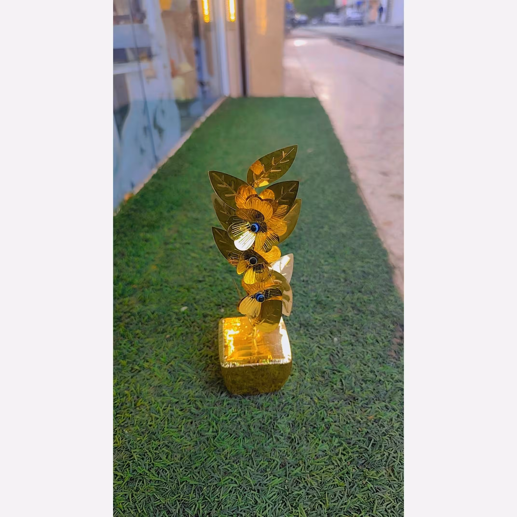 گل گلدان مصنوعی طلایی چشم نظر دکوری کادویی