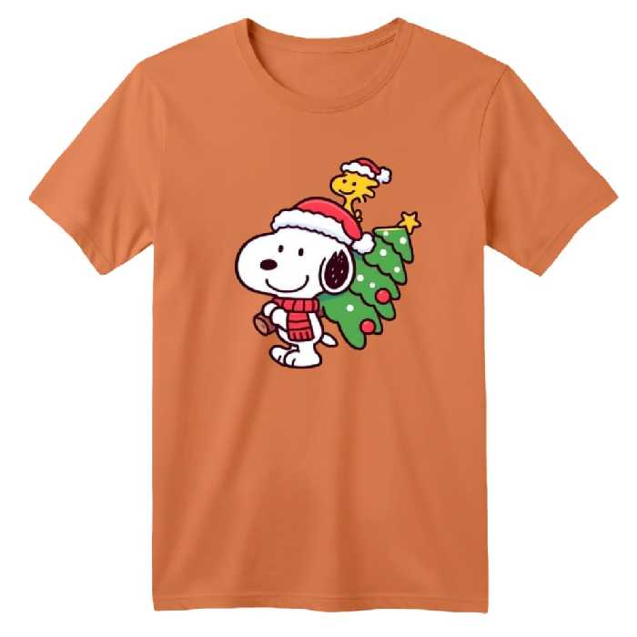 تی شرت آستین کوتاه بچگانه مدل اسنوپی کریسمس کد 6 رنگ گلبهی