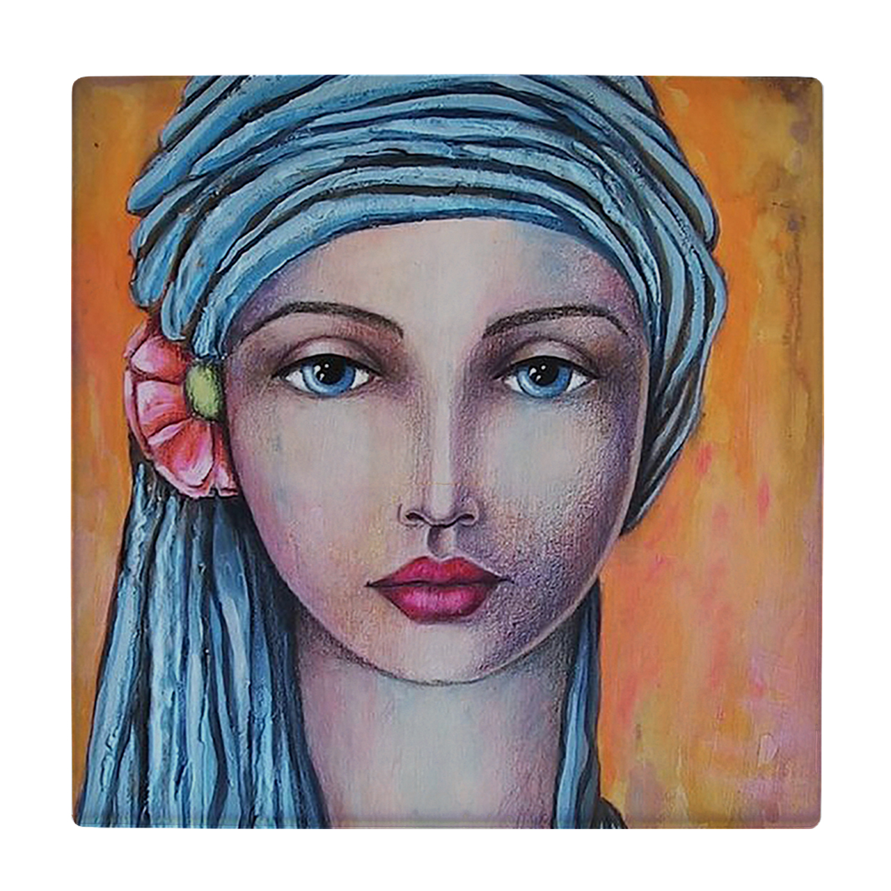 کاشی کارنیلا طرح نقاشی یک زن مدل لوحی کد klh374