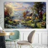  تابلو بوم طرح خانه و دریاچه کدTB215