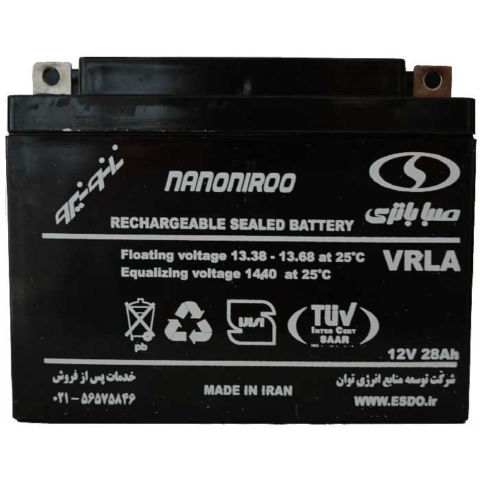 باتری یو پی اس 12 ولت 28 آمپرساعت صباباتری مدل 12SB28