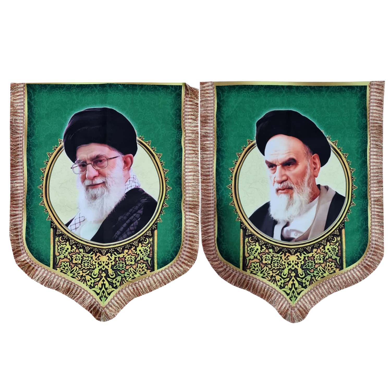 102054-102055-بیرق مخمل 50در70 دالبری طرح امام خمینی ره و مقام معظم رهبری