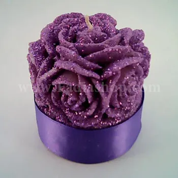 شمع استوانه گل رز بزرگ بنفش
