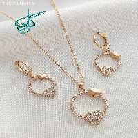 خرید نیم ست مارک YSX طرح قلب رنگ ثابت نگین دار کد 1715312 - ردگل