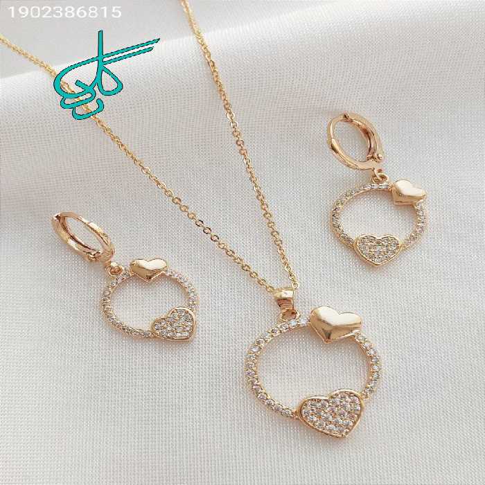 خرید نیم ست مارک YSX طرح قلب رنگ ثابت نگین دار کد 1715312 - ردگل