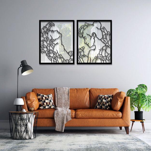 آینه پلکسی گلس ماهوت طرح زن مینیمال مجموعه 2 عددی 