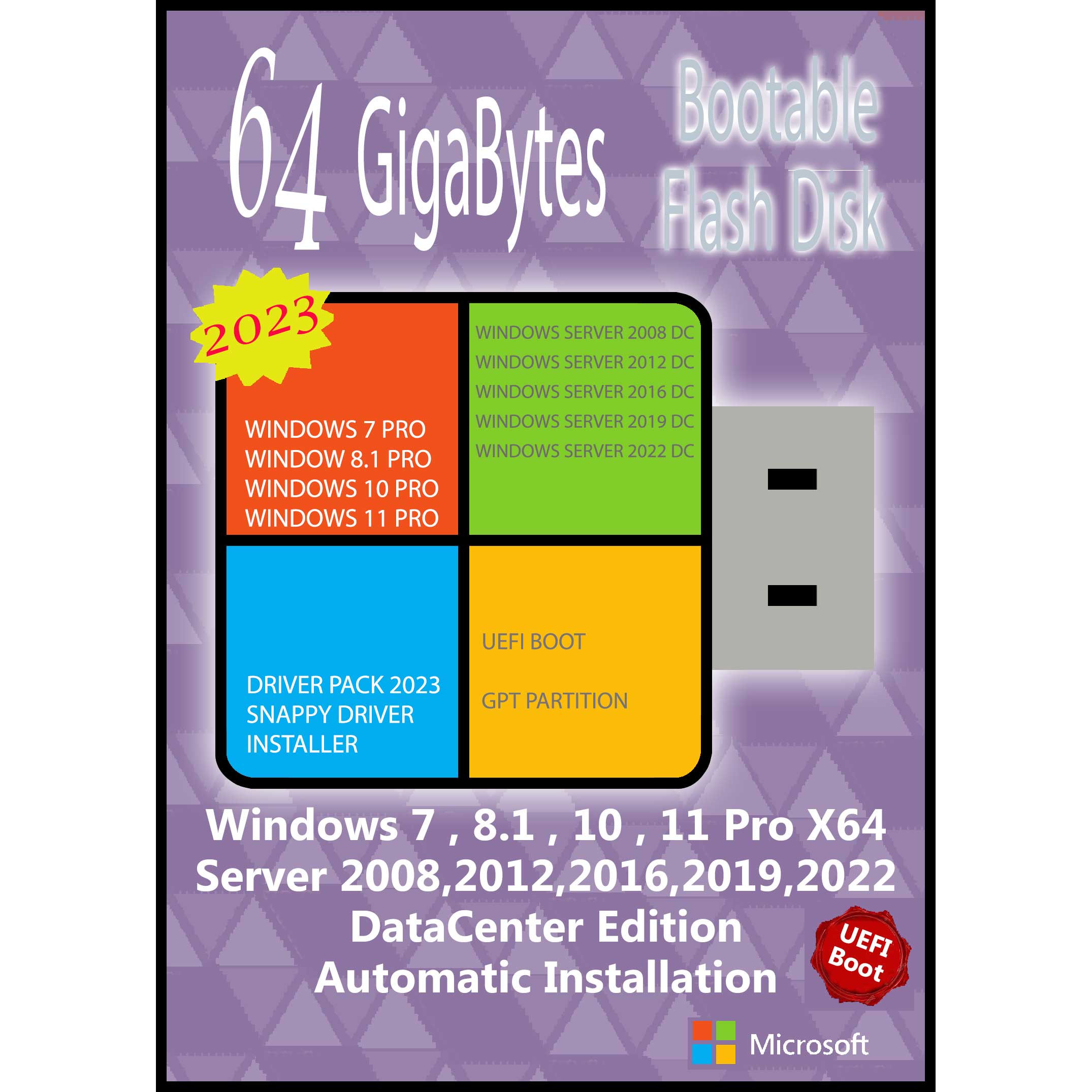 سیستم عامل Windows 7 8.1 10 11 Pro Server DC X64 - 9In1 - Driver Pack 2023 UEFI  نشر مایکروسافت