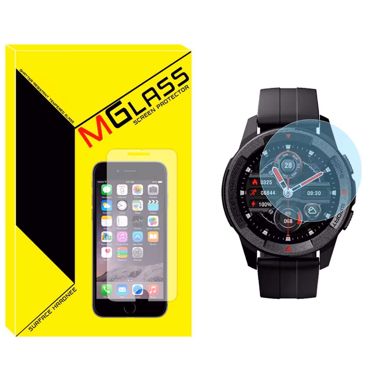 محافظ صفحه نمایش شیشه‌ای ام گلس مدل SH-MG مناسب برای ساعت هوشمند میبرو X1