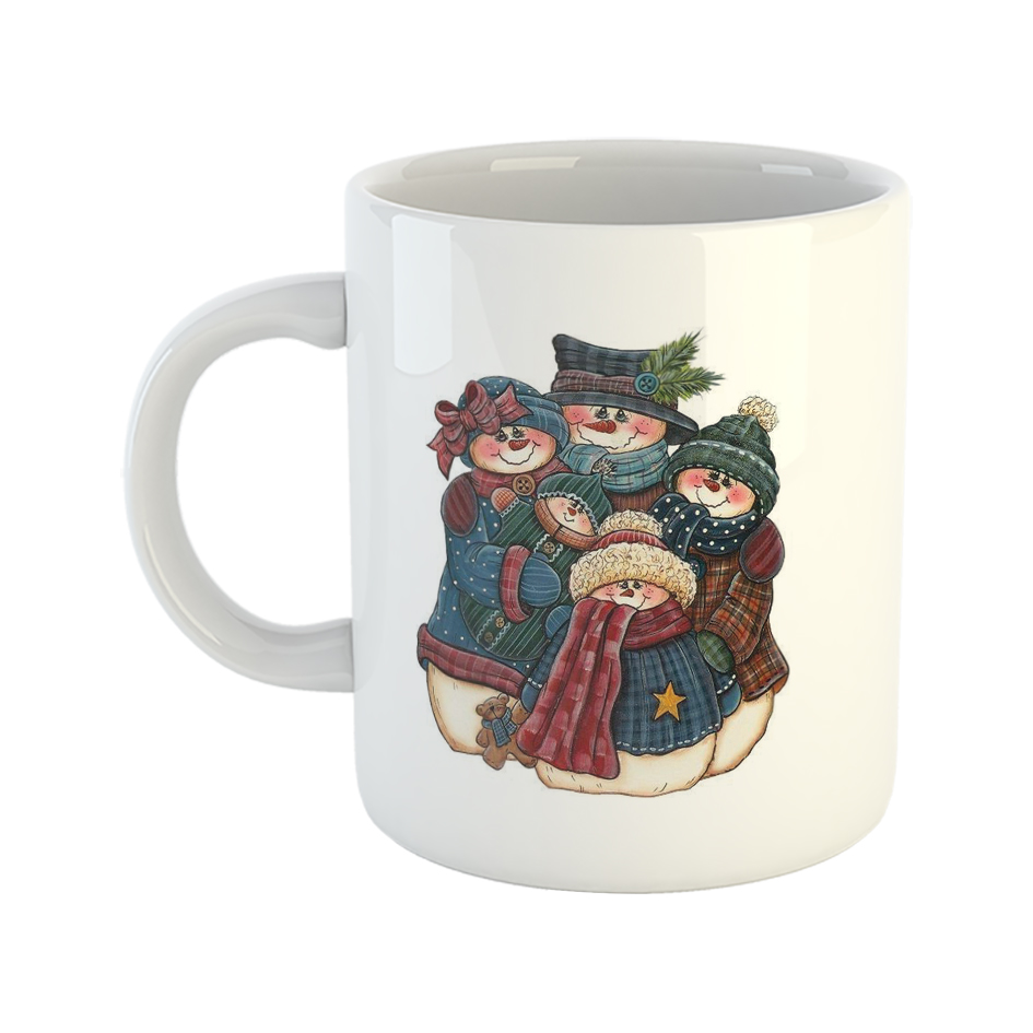 ماگ طرح کریسمس مدل خوانواده آدم برفی