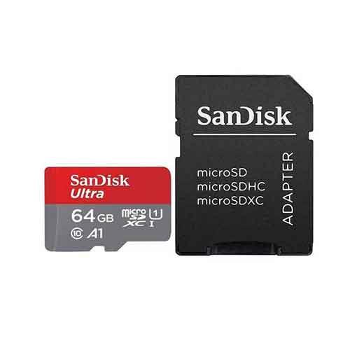 کارت حافظه microSDXC سن دیسک مدل Ultra کلاس10 با آداپتور 64 گیگابایت