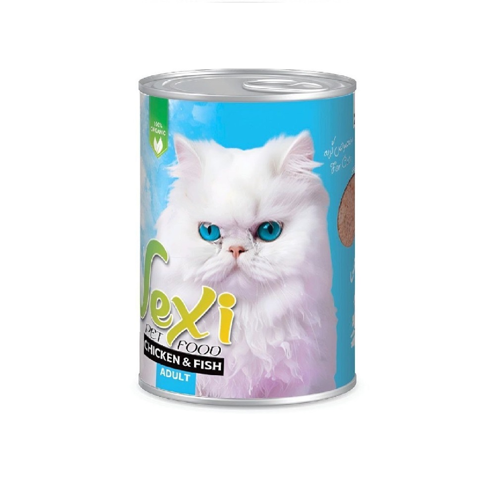 کنسرو گربه بالغ طعم مرغ و ماهی 400 گرمی وکسی